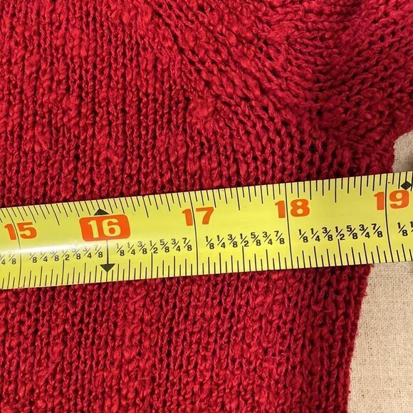 Tommy Bahama cotton blend red nubby v-neck pullover sweater size M - Picture 8 of 9